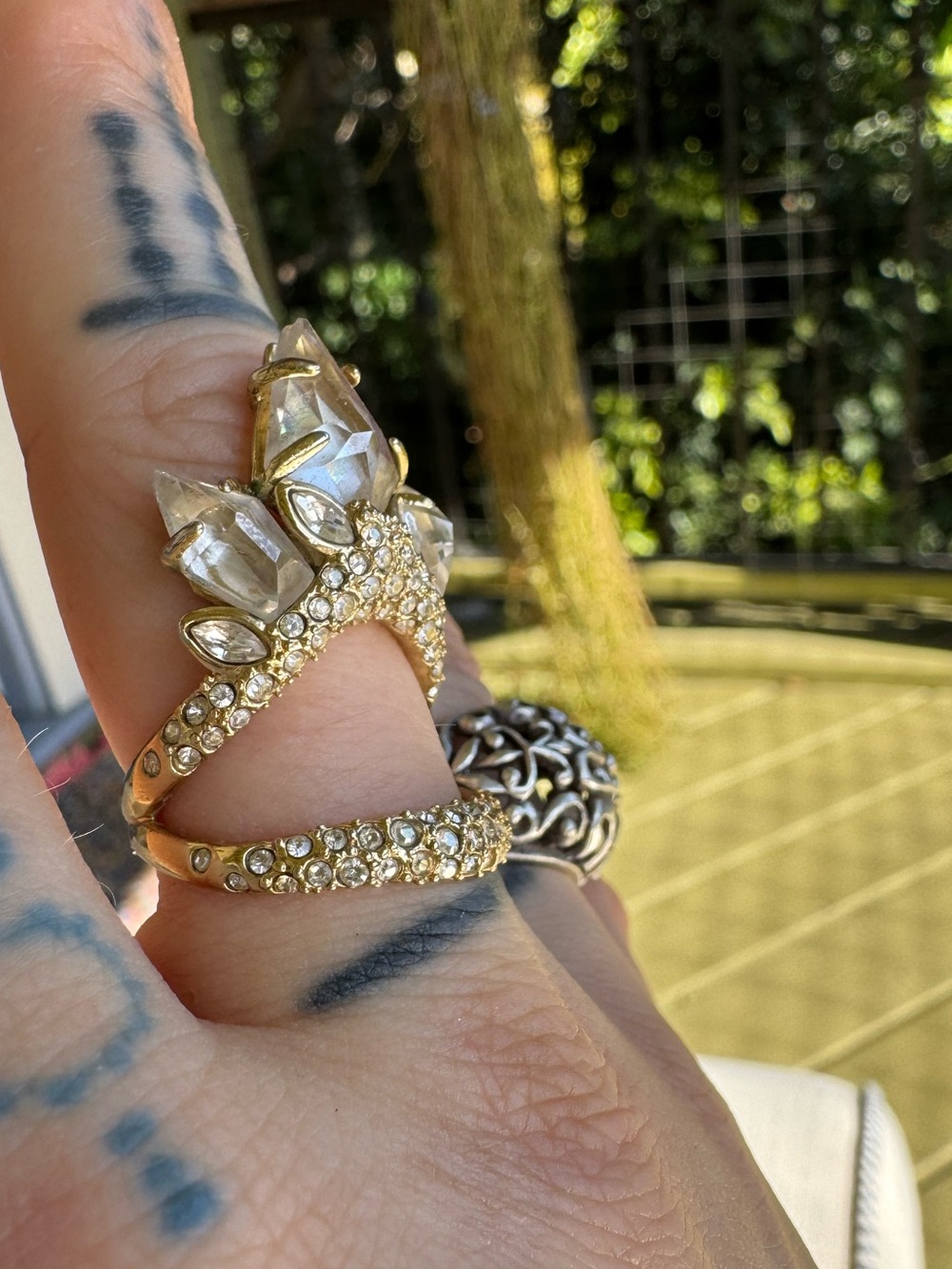Gold Crystal Crown Statement Ring - Picture 6 of 7